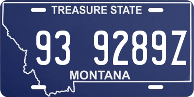 MT license plate 939289Z