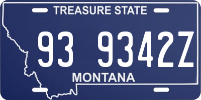 MT license plate 939342Z