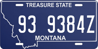 MT license plate 939384Z