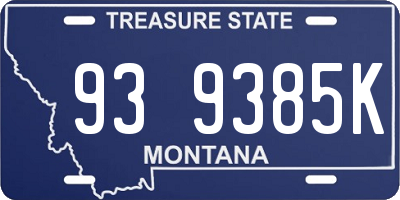 MT license plate 939385K