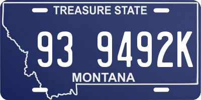 MT license plate 939492K