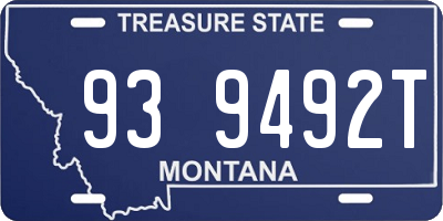 MT license plate 939492T