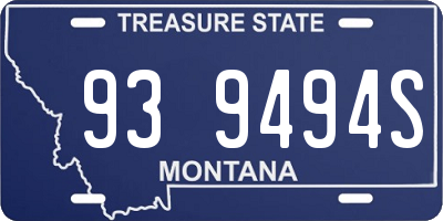MT license plate 939494S