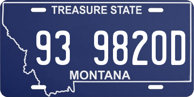 MT license plate 939820D