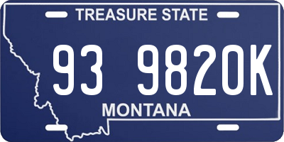 MT license plate 939820K