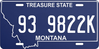 MT license plate 939822K