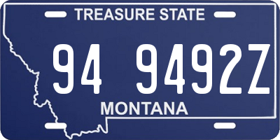 MT license plate 949492Z