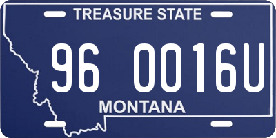 MT license plate 960016U