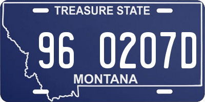 MT license plate 960207D