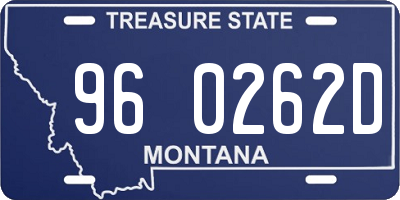 MT license plate 960262D