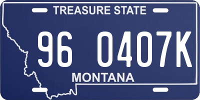 MT license plate 960407K