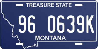 MT license plate 960639K