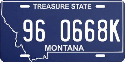 MT license plate 960668K
