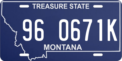 MT license plate 960671K