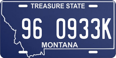 MT license plate 960933K