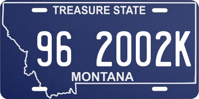 MT license plate 962002K