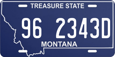MT license plate 962343D