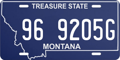 MT license plate 969205G