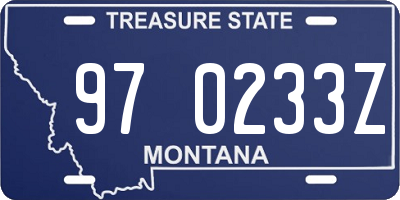 MT license plate 970233Z