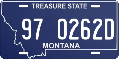 MT license plate 970262D