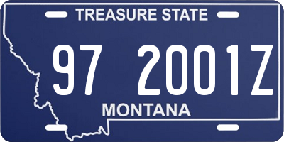 MT license plate 972001Z