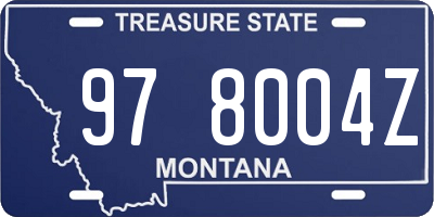 MT license plate 978004Z