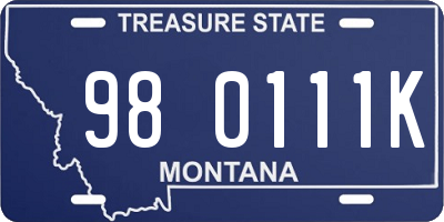 MT license plate 980111K