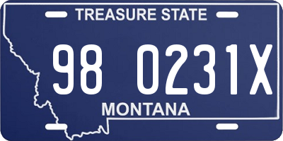 MT license plate 980231X