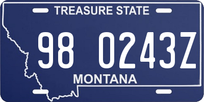 MT license plate 980243Z