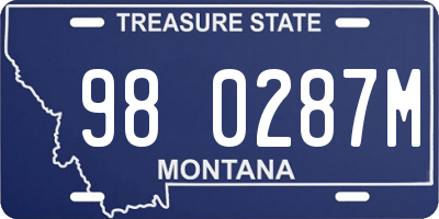 MT license plate 980287M