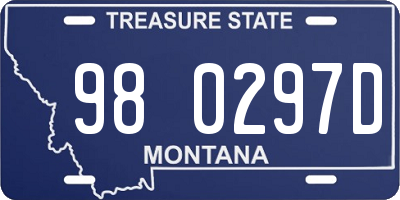 MT license plate 980297D