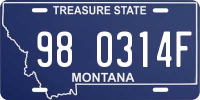 MT license plate 980314F