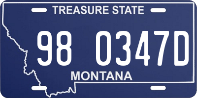 MT license plate 980347D