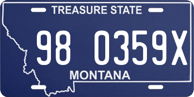 MT license plate 980359X