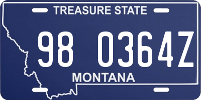 MT license plate 980364Z
