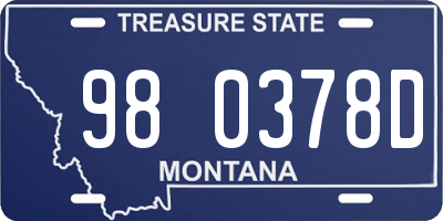 MT license plate 980378D