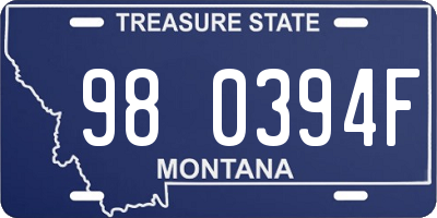 MT license plate 980394F