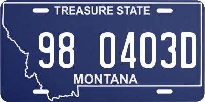 MT license plate 980403D