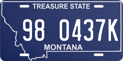 MT license plate 980437K