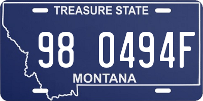 MT license plate 980494F