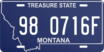MT license plate 980716F