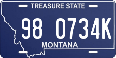 MT license plate 980734K