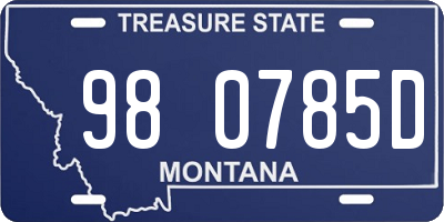 MT license plate 980785D