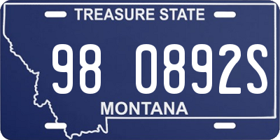 MT license plate 980892S