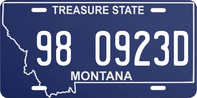 MT license plate 980923D