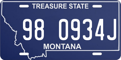 MT license plate 980934J