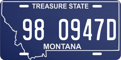 MT license plate 980947D