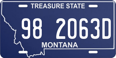 MT license plate 982063D