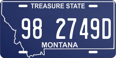 MT license plate 982749D