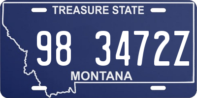 MT license plate 983472Z
